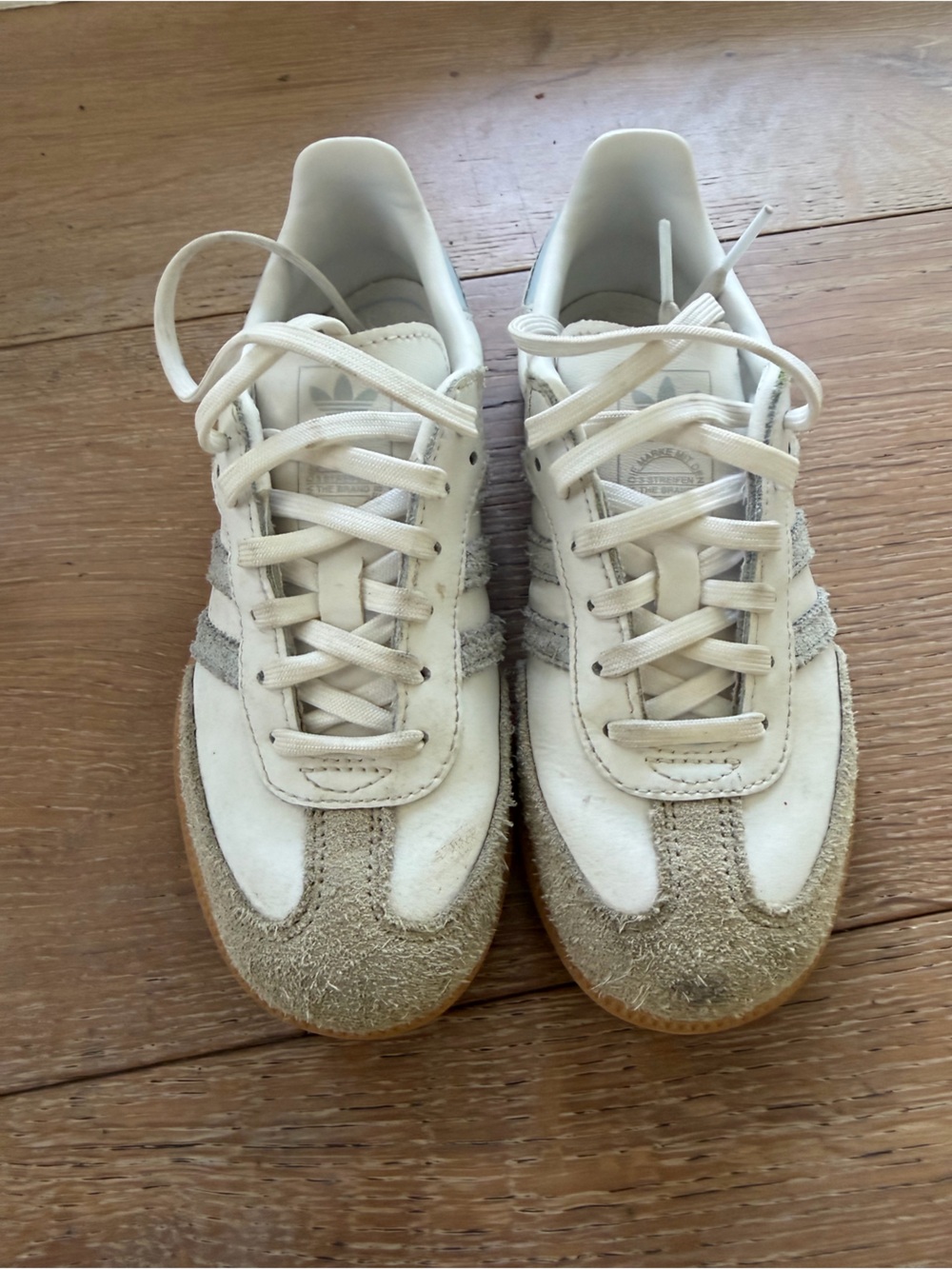 Kids adidas samba Neutral Leather & Suede Lace-Up Sneaker